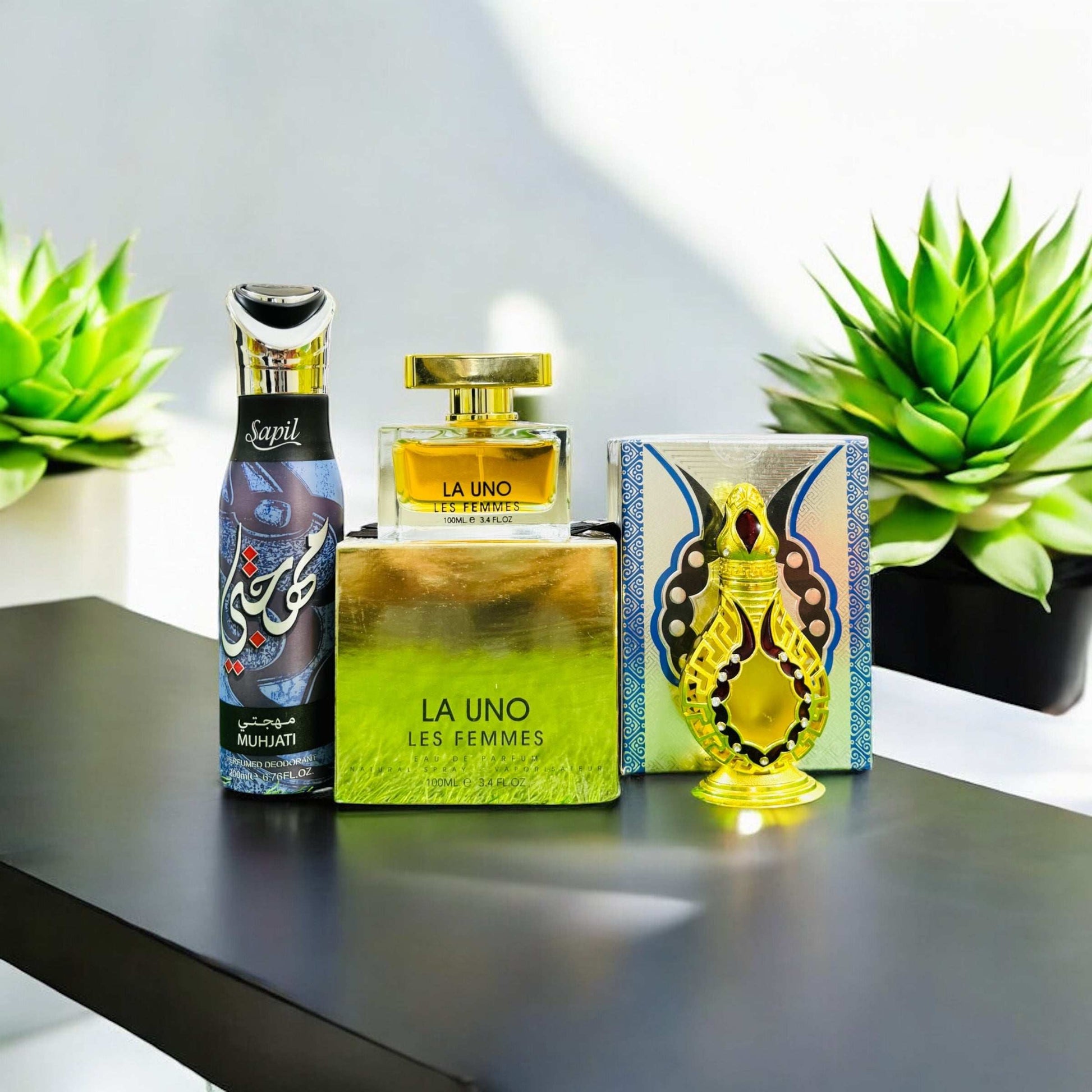 LA UNO Perfume and Najwa Attar with Sapil Body Spray Gift, Parcel Allow to Open