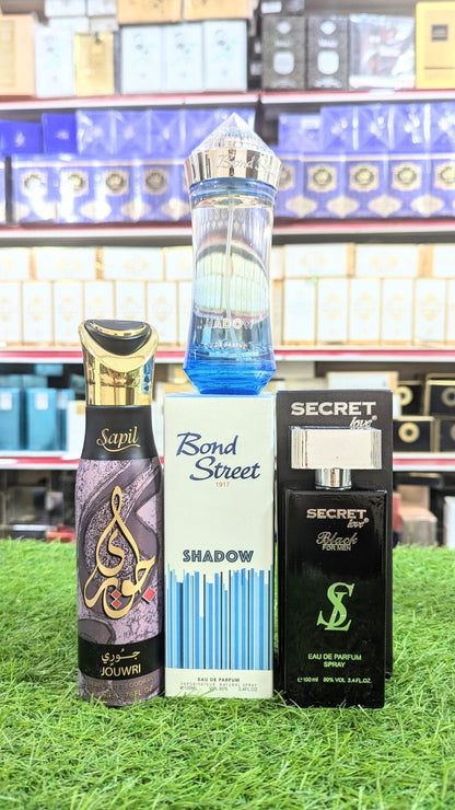 Branded Shadow Perfume, Secret Love Perfume and Sapil Body Spray Gift, Parcel Allow to Open