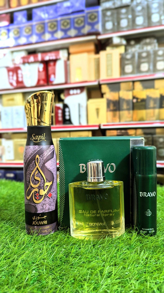 Bravo Perfume with Body Spray and Sapil Body Spray Gift