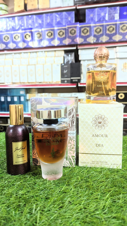 Branded Arabian Rose and Amour Dia Perfume with Body Spray Gift, Parcel Allow to Open