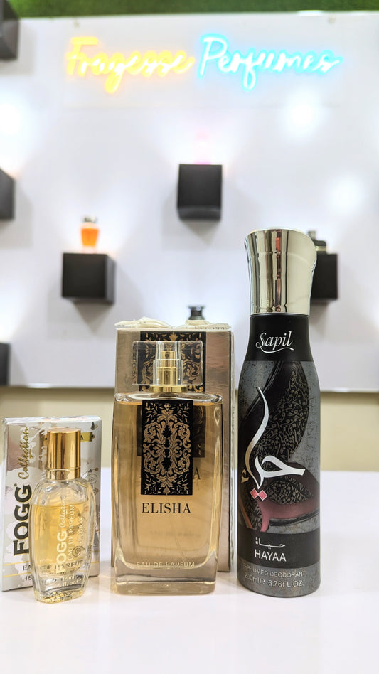 Alisha Perfume with Fogg Spray and Body Spray Gift, Parcel Allow to Open