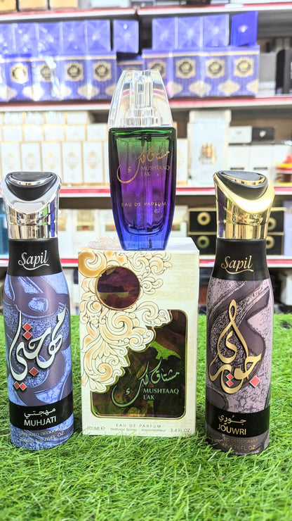 Mushtaaq Lak Made in Dubai Perfume, Free Spray Gift, Parcel Allow to Open