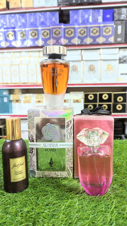 Branded Arabian Rose and Stylish Touch with Italian Leather Body Spray Gift, Parcel Allow to Open